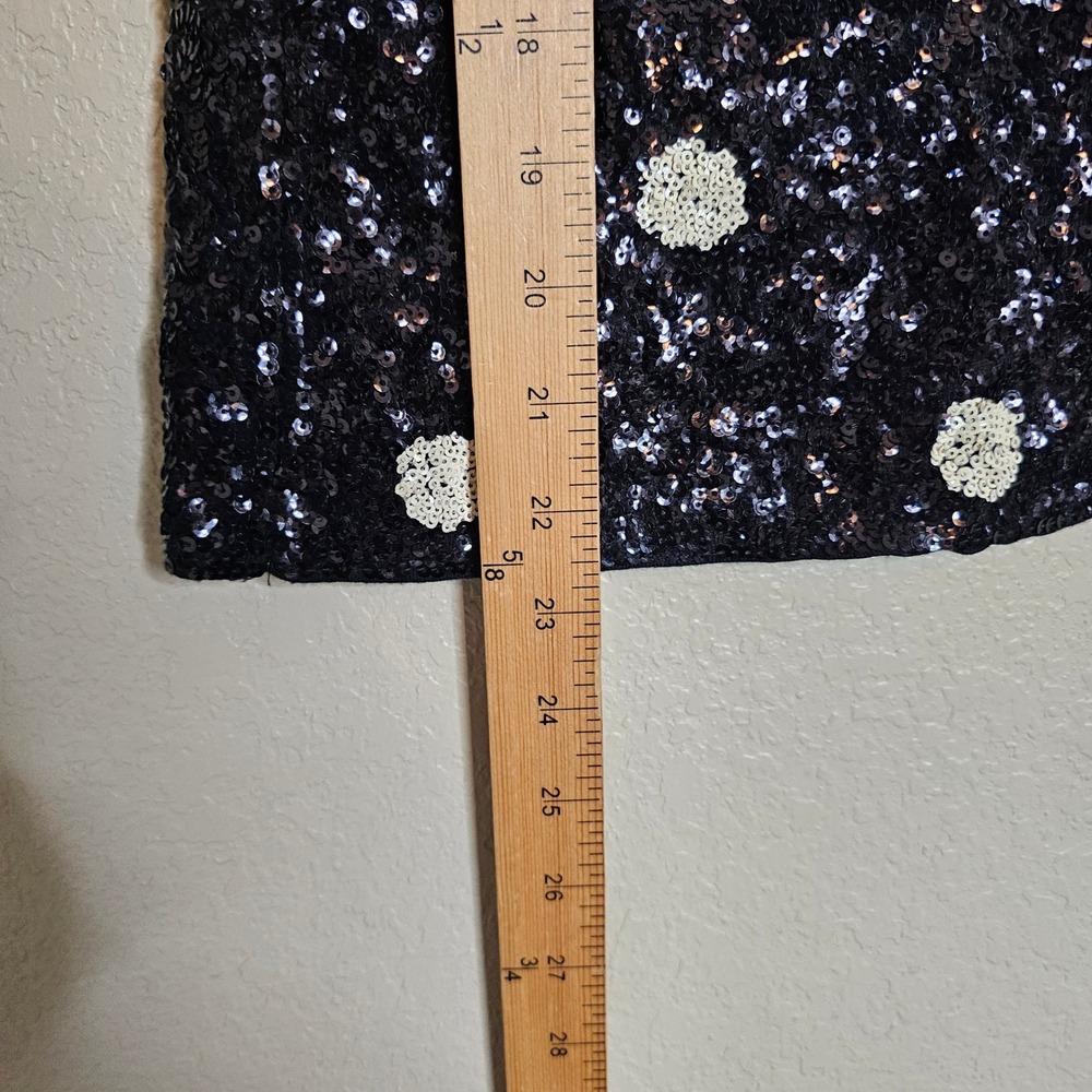 J.Crew Womens Black White Polka Dot Sequin Short Sleeve Top Small - Picture 7 of 8